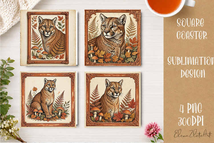 Autumn Forest Animals Coaster | 16 PNG Sublimation Designs example image 1