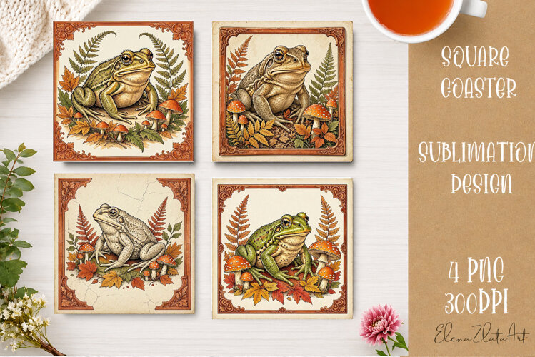 Autumn Forest Animals Coaster | 16 PNG Sublimation Designs example image 1