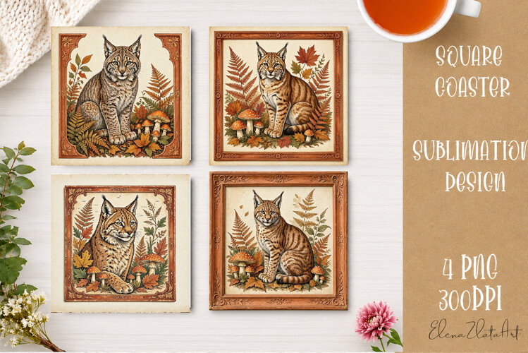 Autumn Forest Animals Coaster | 16 PNG Sublimation Designs example image 1