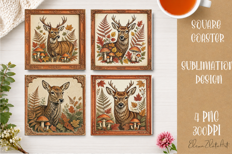 Autumn Forest Animals Coaster | 16 PNG Sublimation Designs