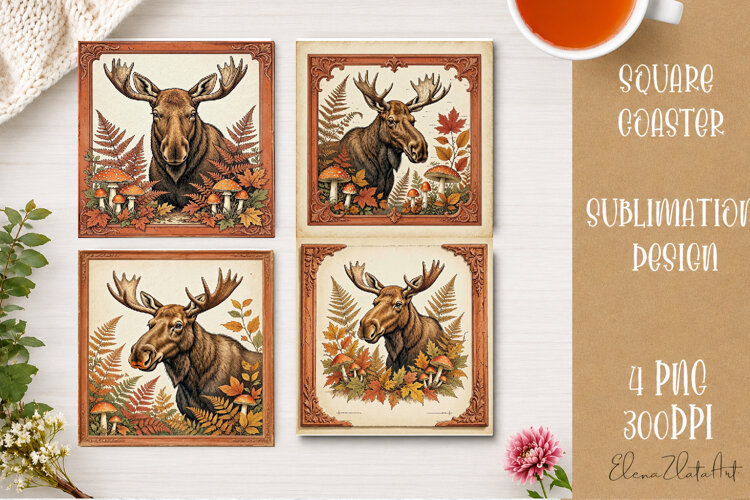 Autumn Forest Animals Coaster | 16 PNG Sublimation Designs example image 1