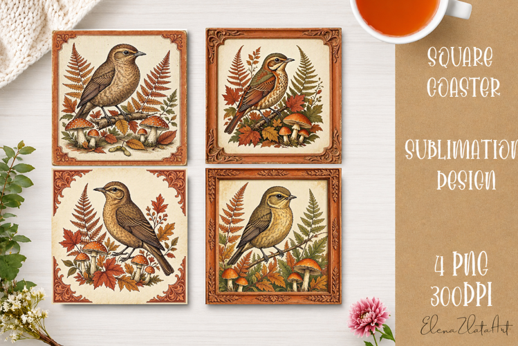 Autumn Forest Animals Coaster | 16 PNG Sublimation Designs