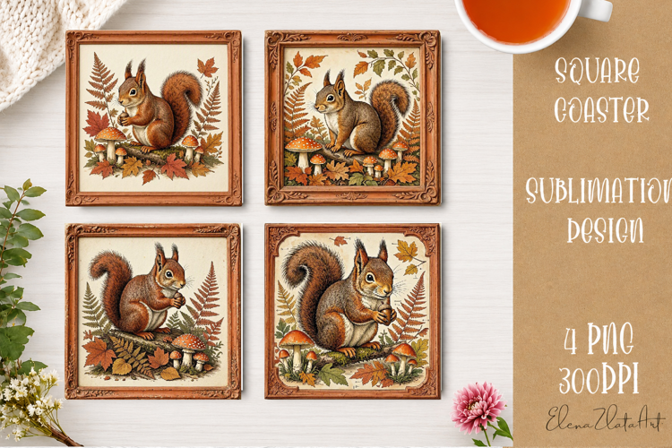 Autumn Forest Animals Coaster | 16 PNG Sublimation Designs