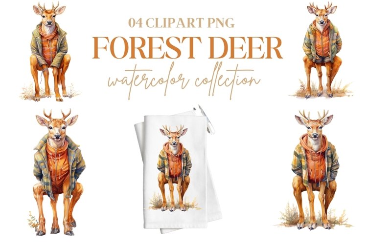 Forest Deer Watercolor Collection