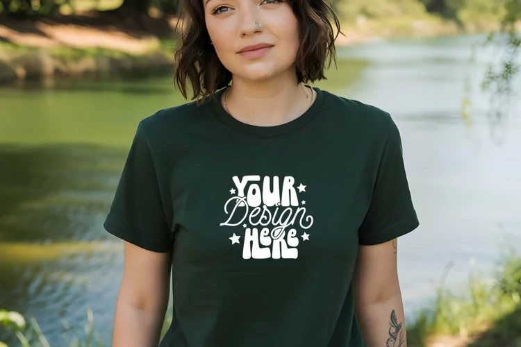 Forest Green Bella Canvas 3001 Mockup , Mockup