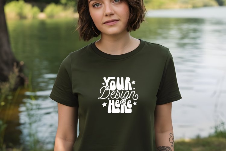 Forest Green Bella Canvas 3001 Mockup , Mockup example image 1
