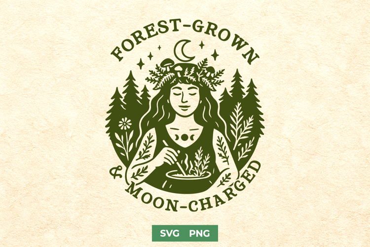 Forest-Grown   Moon-Charged SVG | Green Witch Herbal PNG