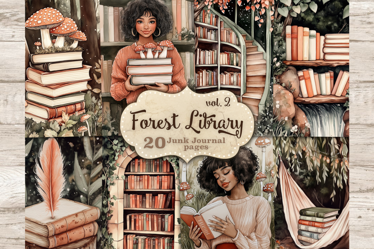 Forest Library Junk Journal Kit | Book Lover Ephemera