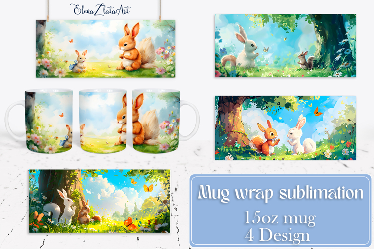 Watercolor forest Mug Sublimation, Forest Design Mug