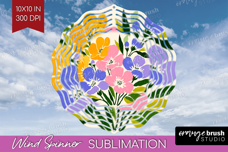 Forget Me Not Modern Floral Wind Spinner Sublimation PNG