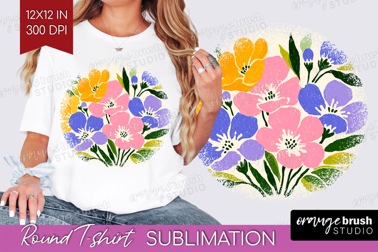 Forget Me Not Modern Floral Round Tshirt Background Sping