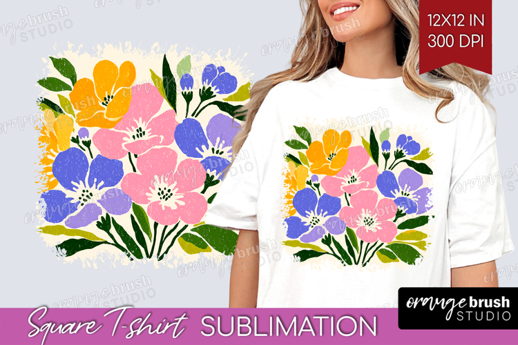 Forget Me Not Modern Floral Square Tshirt Background Sping