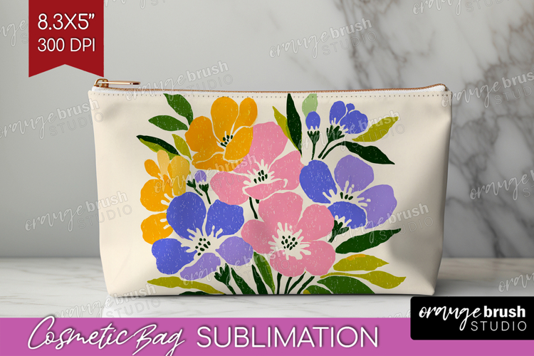 Forget Me Not Modern Floral Cosmetic Bag Sping Flower Makeup