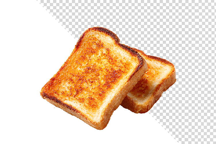 Two Slices of Golden Crispy Toasted Bread Isolated
