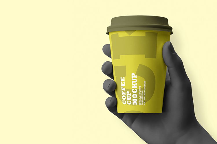 Hand Holding Paper Coffee Cup Mockup