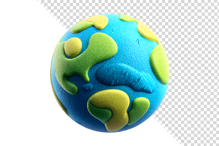 3D Stylized Earth Globe with Porous Texture