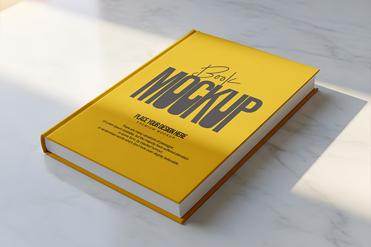Minimal Hardcover Book Mockup on Marble SurfaceElegant hardc