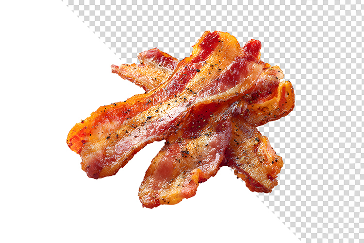 Crossed Slices of Golden Crispy Bacon with Pepper