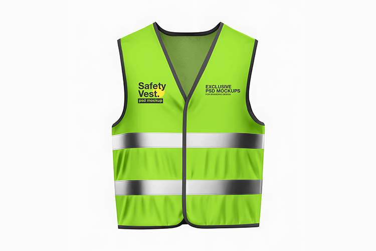 Realistic Neon Green Safety Vest Mockup