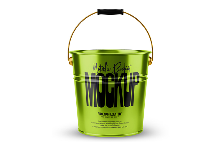 metal bucket stainless steel pail mockup