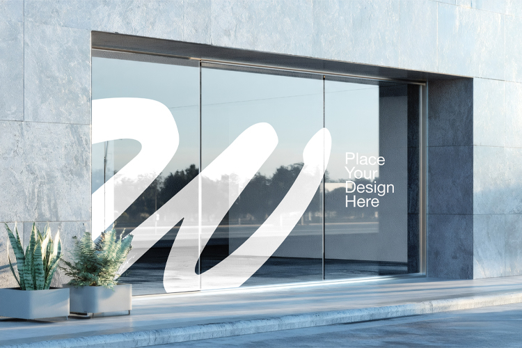 Modern Storefront Glass Window Display Mockup