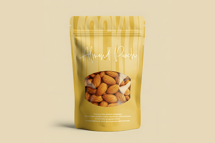 Pouch Almond Packaging Mockup