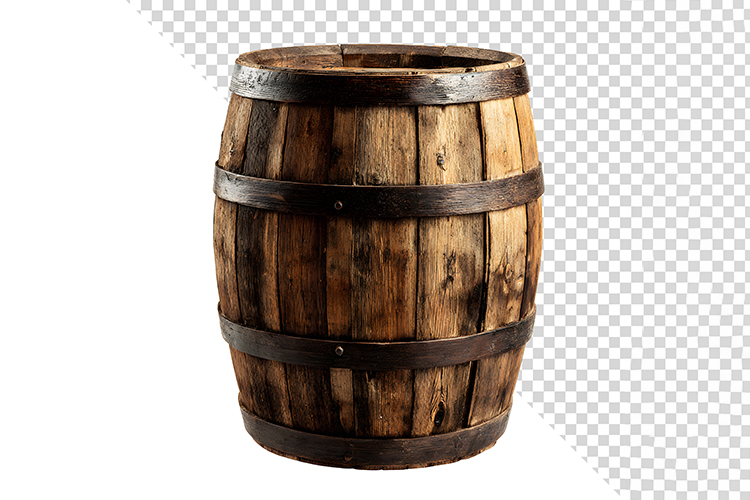 Rustic Vintage Wooden Barrel with Iron Hoops