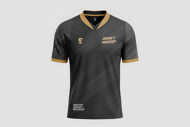 Realistic Black and Gold Esports Jersey Mockup
