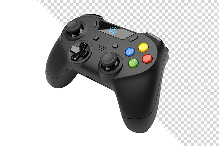 Modern Wireless Black Gamepad Controller Isolated