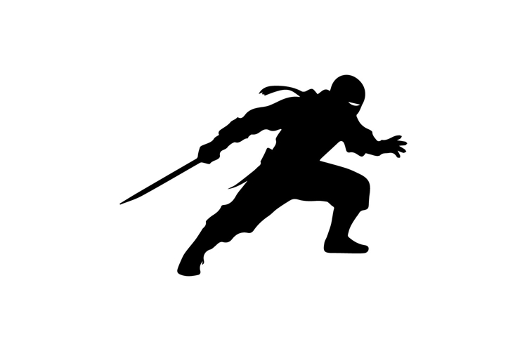 Forward Attack Ninja Silhouette Illustration Design
