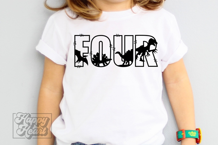 4th Birthday Boy Dinosaur SVG - Four Dinosaur Shirt PNG