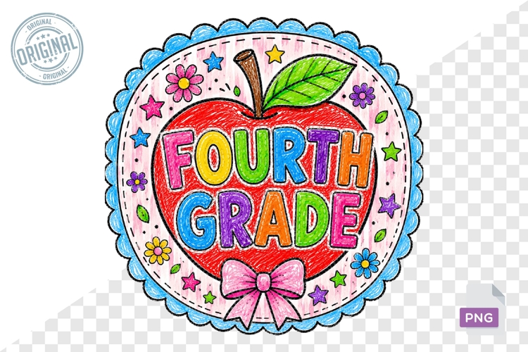 Fourth Grade Teacher PNG Back To School Apple