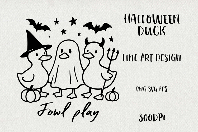 Line Art Cute Halloween Duck | EPS, SVG, PNG