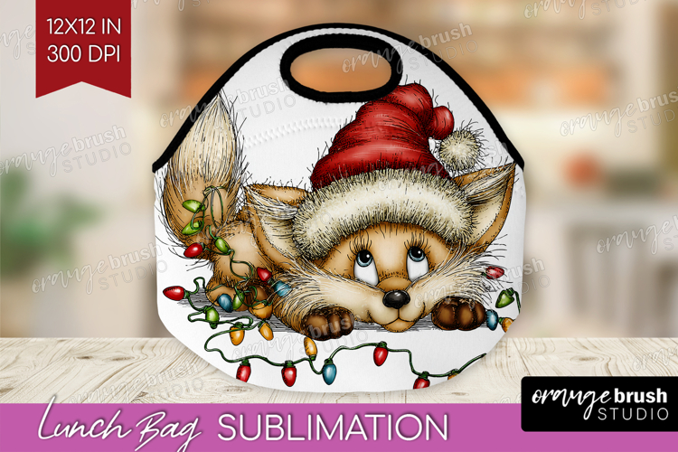 Fox Tangled In Christmas Lights Lunch Bag Funny Xmas Lunch