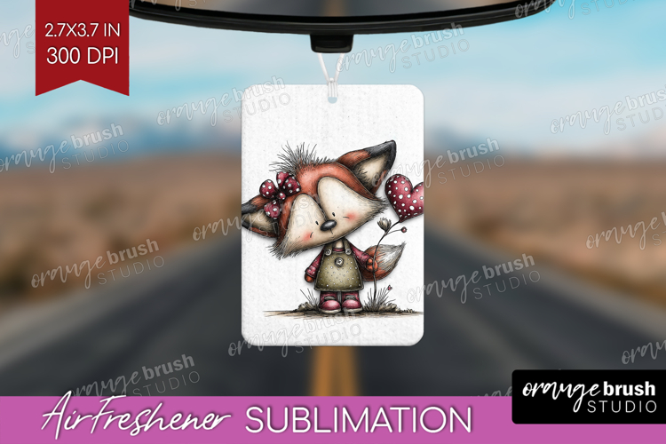 Fox Valentine Air Freshener PNG Whimsical Animal PNG