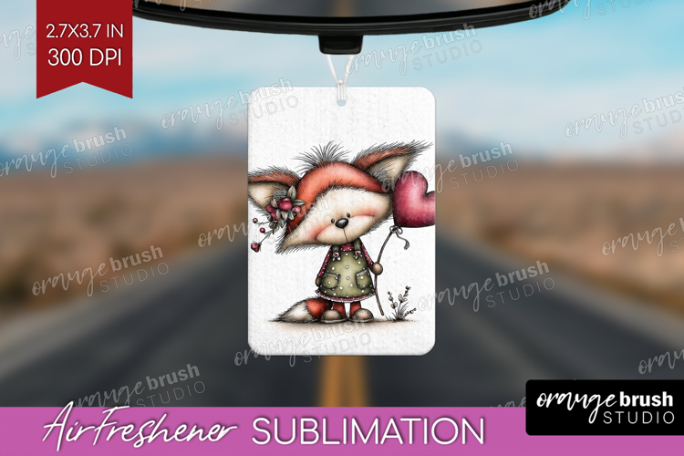 Fox Valentine Air Freshener PNG Whimsical Animal PNG