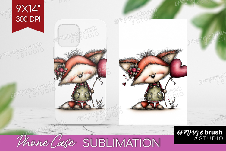 Fox Valentine Phone Case PNG Whimsical Animal Case PNG