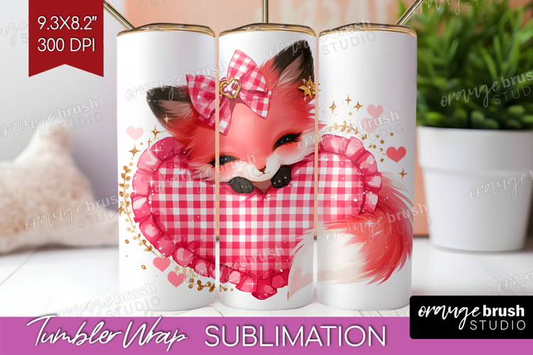 Fox Valentine Tumbler Wrap Cute Valentines Day Tumbler PNG