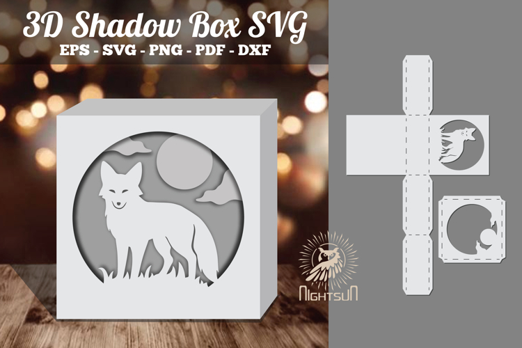 Fox 3D Papercut Shadow Box SVG