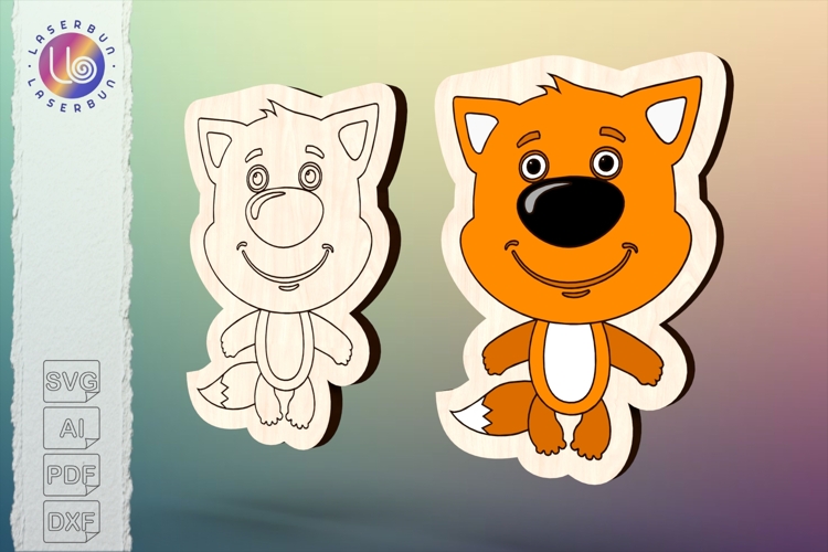 Fox cartoon laser cutting SVG Pattern