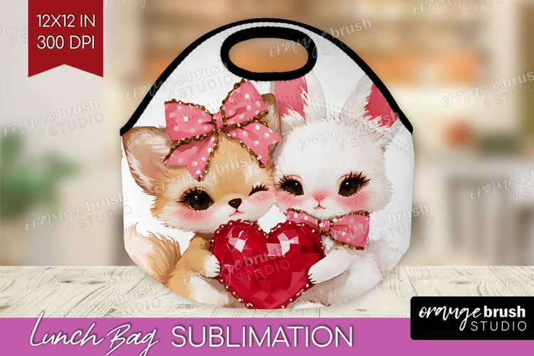 Fox and Bunny Valentine Lunch Bag Cute Valentines Day Lunch