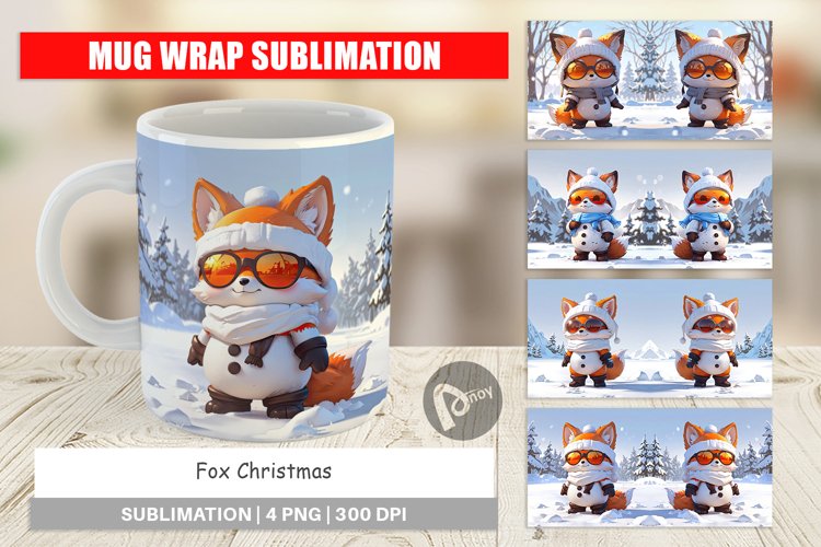 Mug Wrap Design Fox Christmas