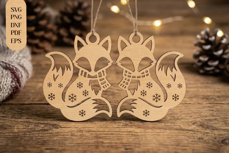 Fox Christmas Ornaments Laser Cut SVG