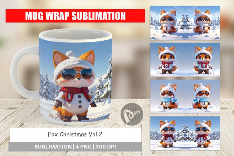 Mug Wrap Design Fox Christmas