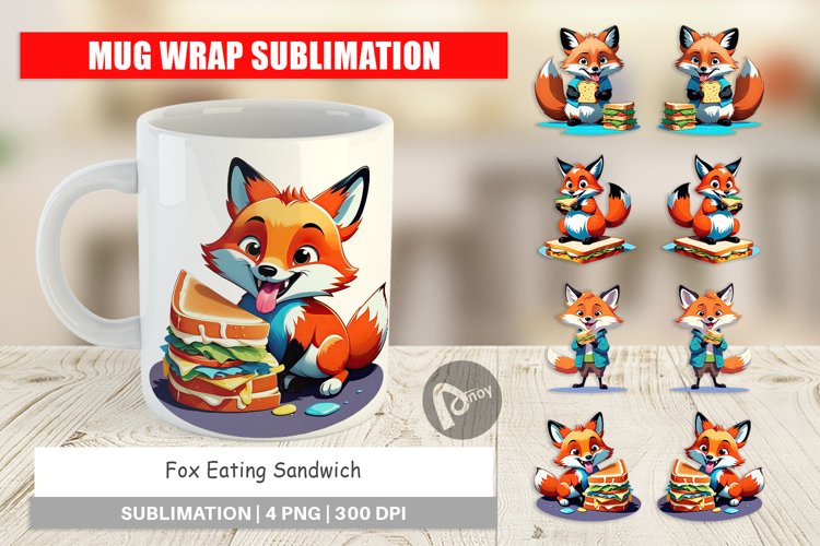 Mug Wrap Design Fox with Sandwich example image 1