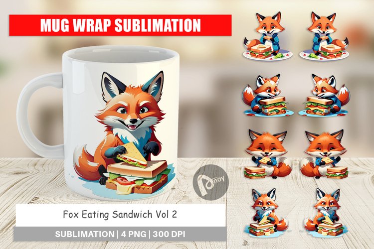 Mug Wrap Design Fox with Sandwich example image 1