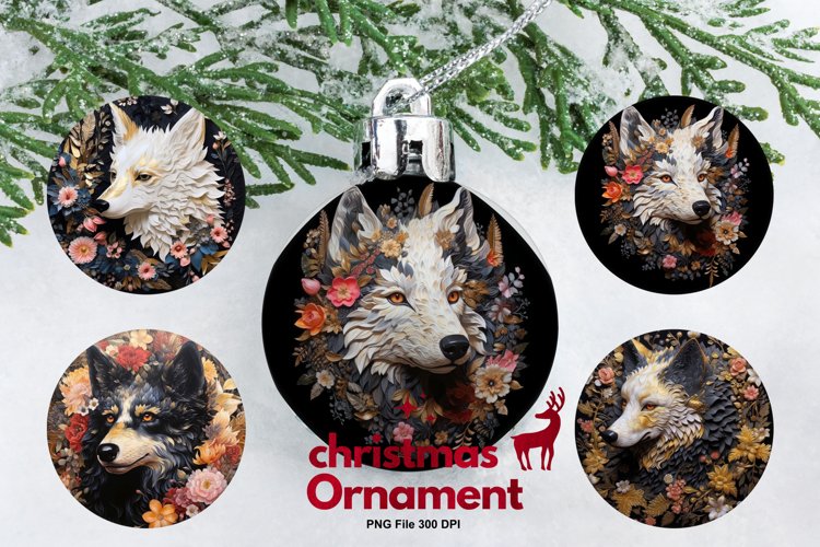 3D Fox Flower Ornament Circle Christmas Tree Decorate example image 1