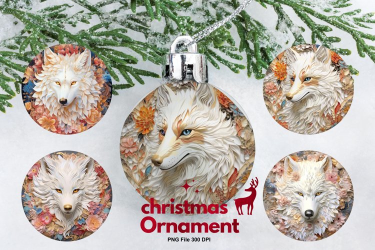 3D Fox Flower Ornament Circle Christmas Tree Decorate example image 1
