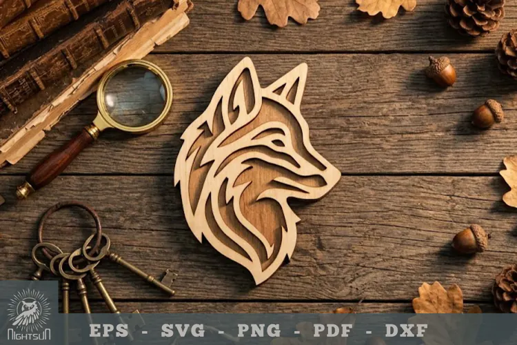 Fox Head Lasercut Decoration 2