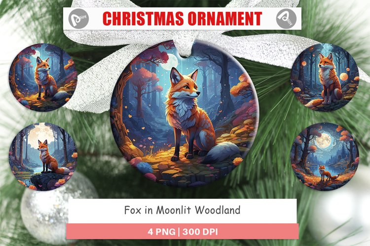 Christmas Ornaments Moonlit Woodland Fox